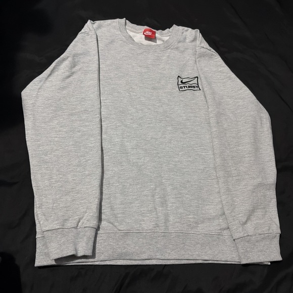 Nike x Stussy Other - Nike x Stussy Sweatshirt Heather Gray Embroidered Logo Crewneck Mens Streetwear